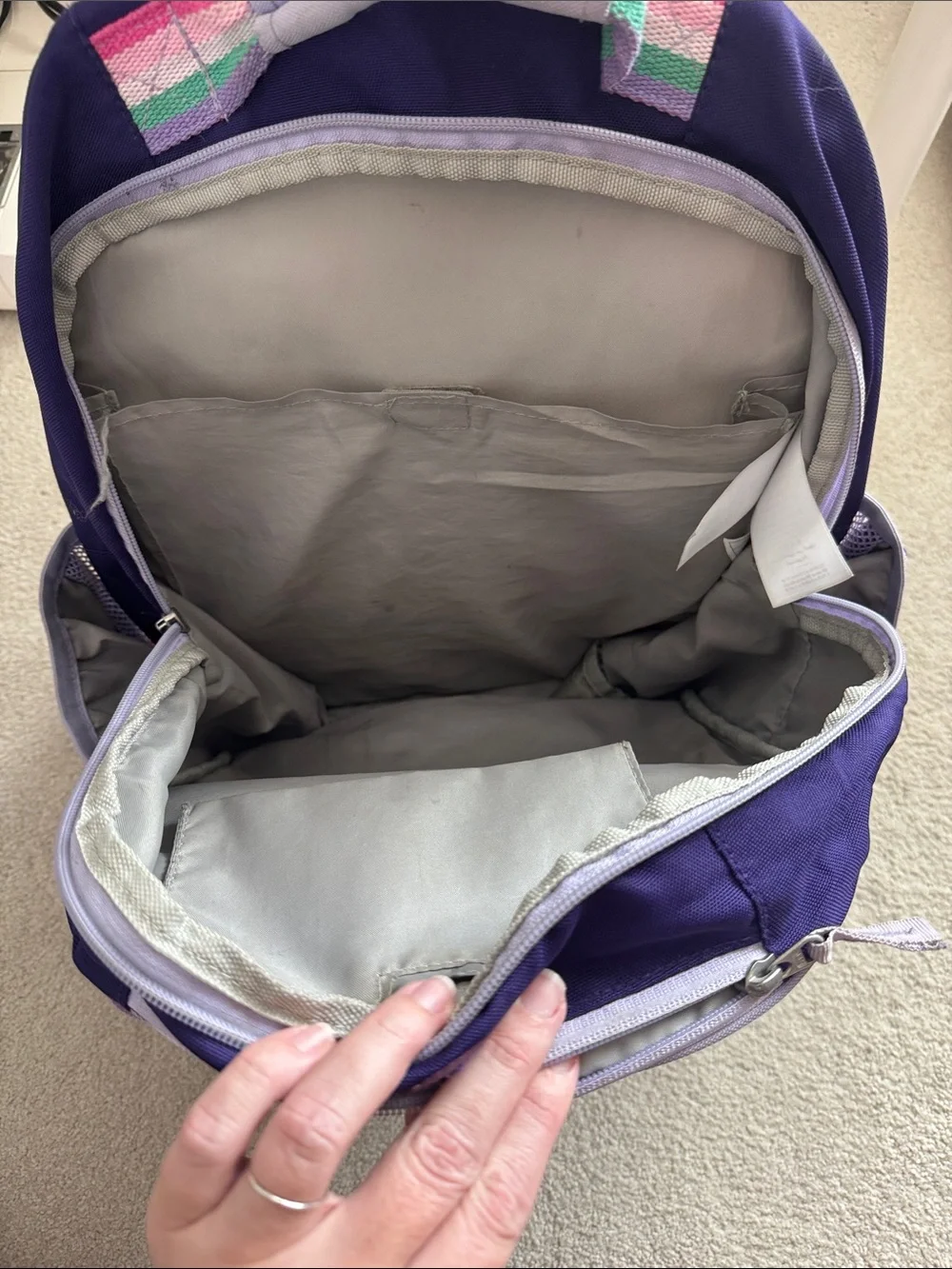 Pottery Barn Kids Purple Space Backpack with Rainbow Straps